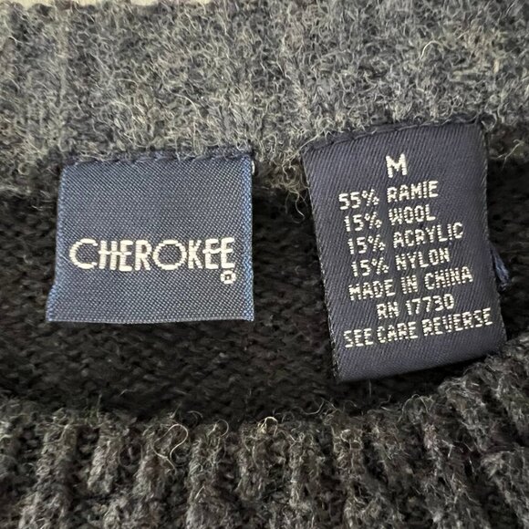 Cherokee Vintage Retro Wool Blend Navy Crewneck Sweater - Picture 5 of 5